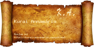Kurai Annamária névjegykártya